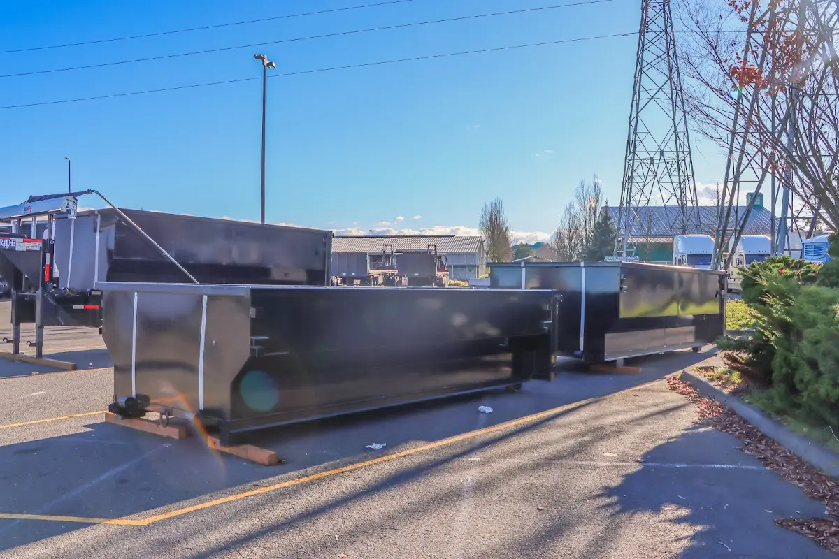 Roll-off dumpster ready for waste disposal at job site for 3 Yard Dumpster Rental in Las Vegas